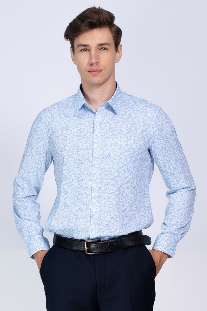 Áo sơ mi nam dài tay Novelty Regular fit hoa văn NSMMINMMSR240587D