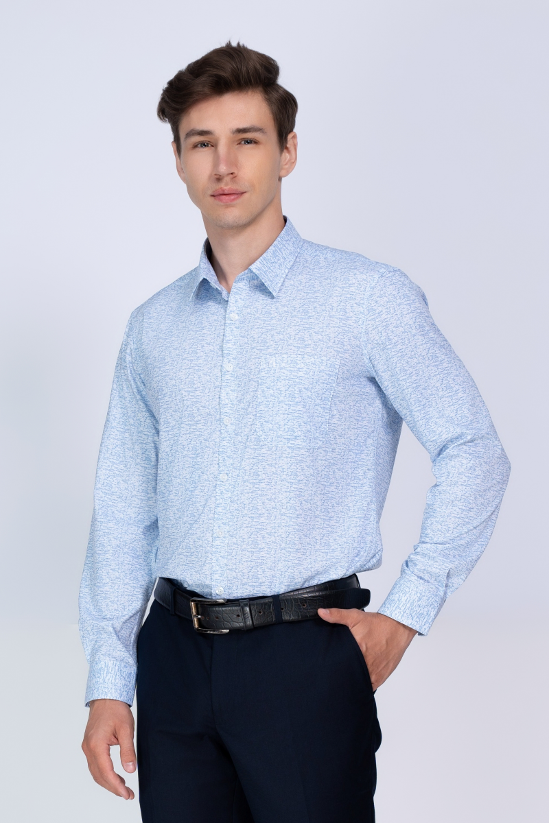 Áo sơ mi nam dài tay Novelty Regular fit hoa văn NSMMINMMSR240587D