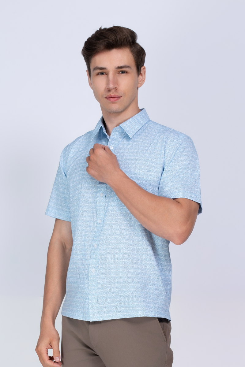 Áo sơ mi nam ngắn tay Novelty Casual Hoa văn NSMMINMSPB250072N
