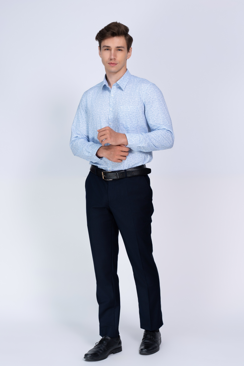 Áo sơ mi nam dài tay Novelty Regular fit hoa văn NSMMINMMSR240587D
