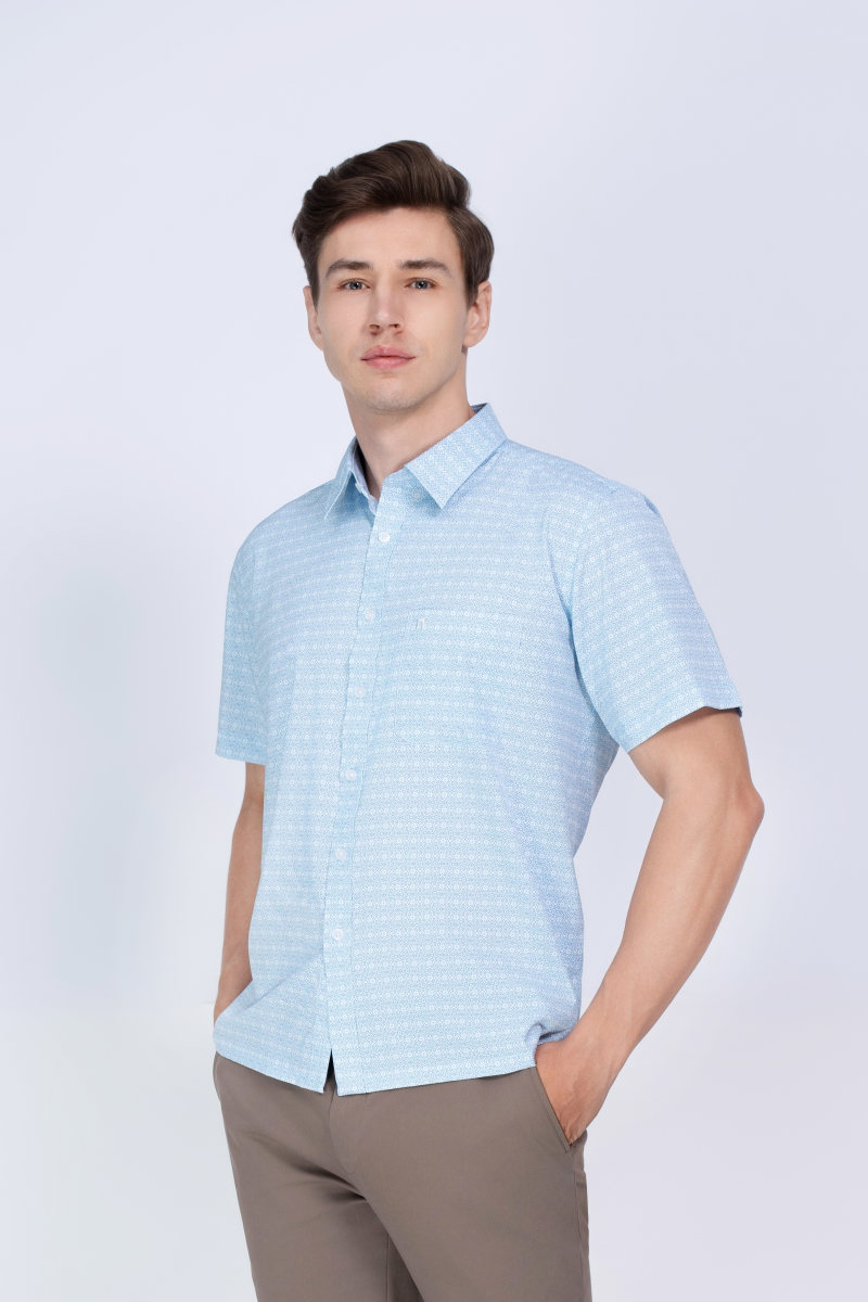Áo sơ mi nam ngắn tay Novelty Casual Hoa văn NSMMINMSPB250072N