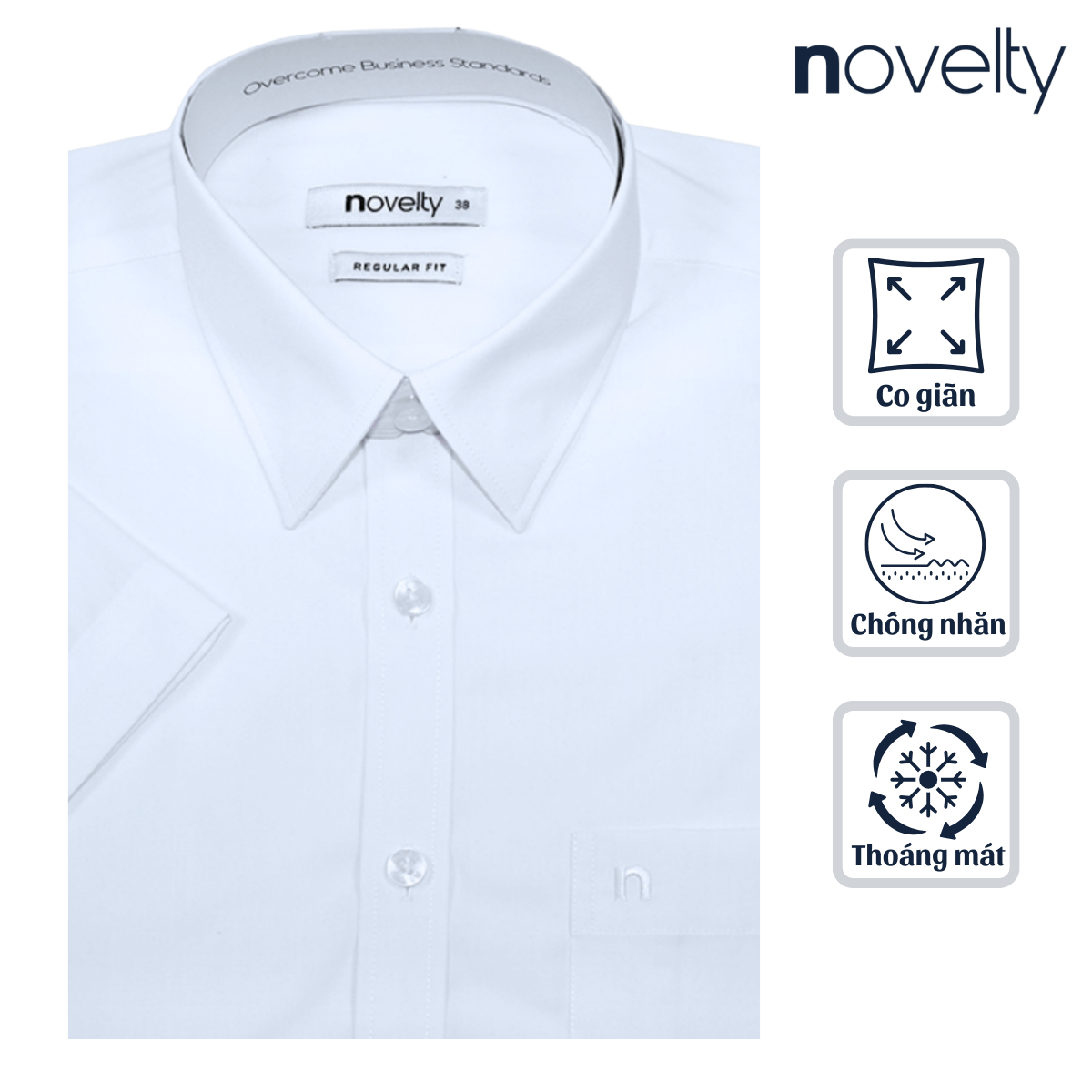 Áo sơ mi trắng ngắn tay Novelty Regular fit NSMMTTMSPR230493N