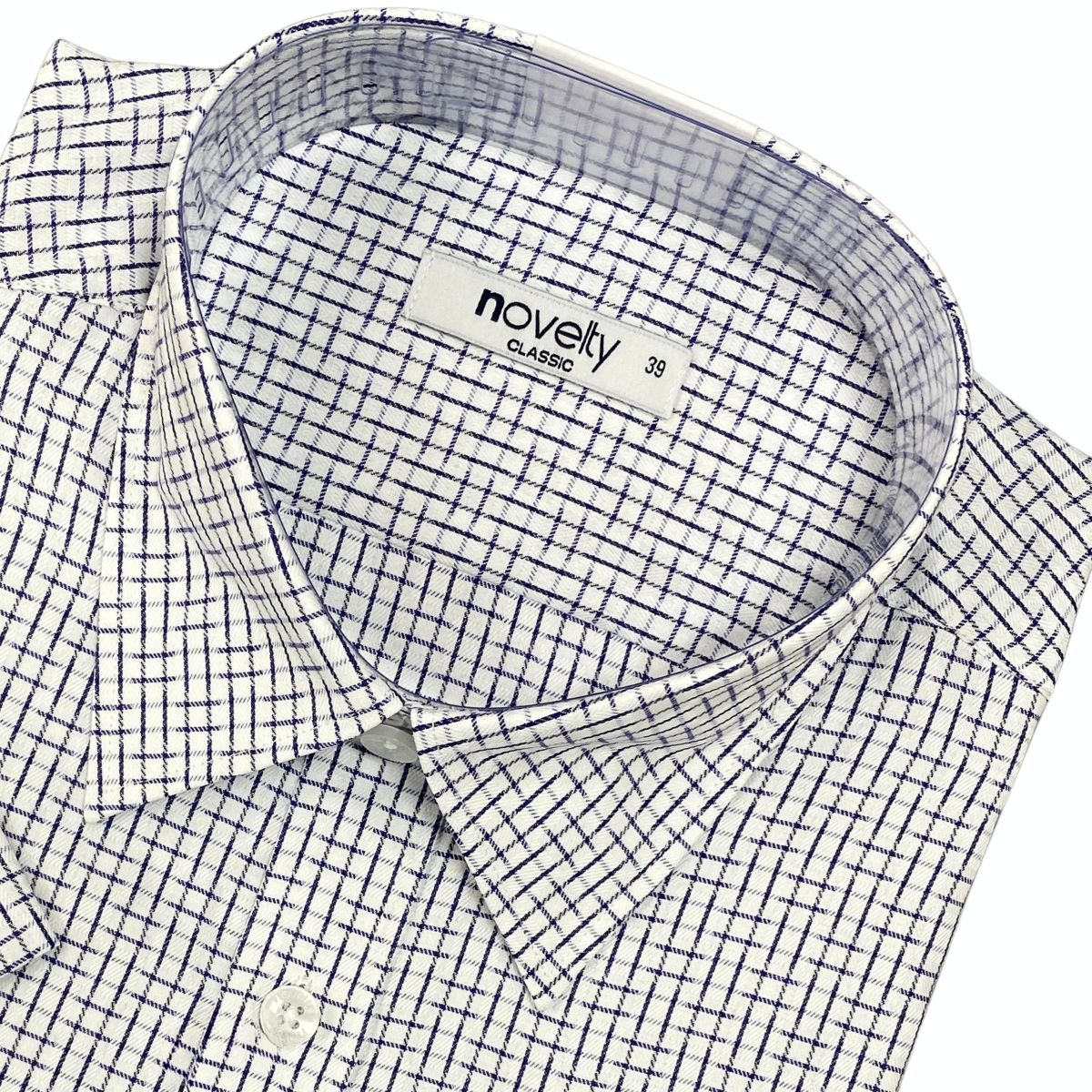 ÁO SƠ MI NAM NGẮN TAY NOVELTY CLASSIC RECYCLED T/C CARO XANH NSMMSNMRCC260848N