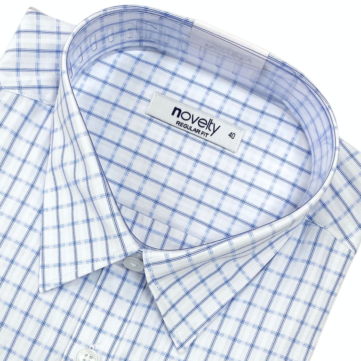 ÁO SƠ MI NAM DÀI TAY NOVELTY REGULAR FIT RECYCLED T/C CARO TRẮNG NSMMCNMRCR260843D