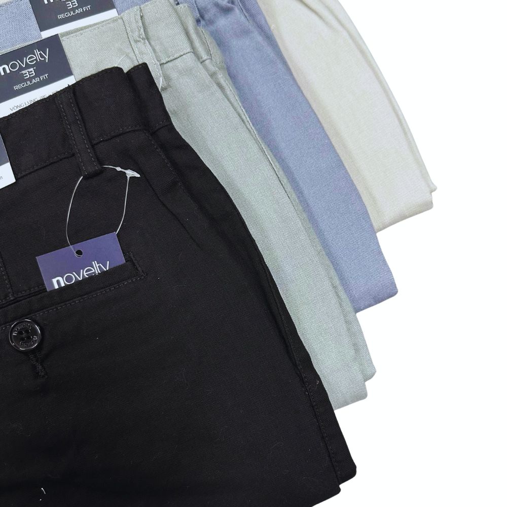 QUẦN SHORT DỆT LINEN NAM NOVELTY 0PLY REGULAR FIT TRƠN MÀU XANH NQSLMTMCSR2609660