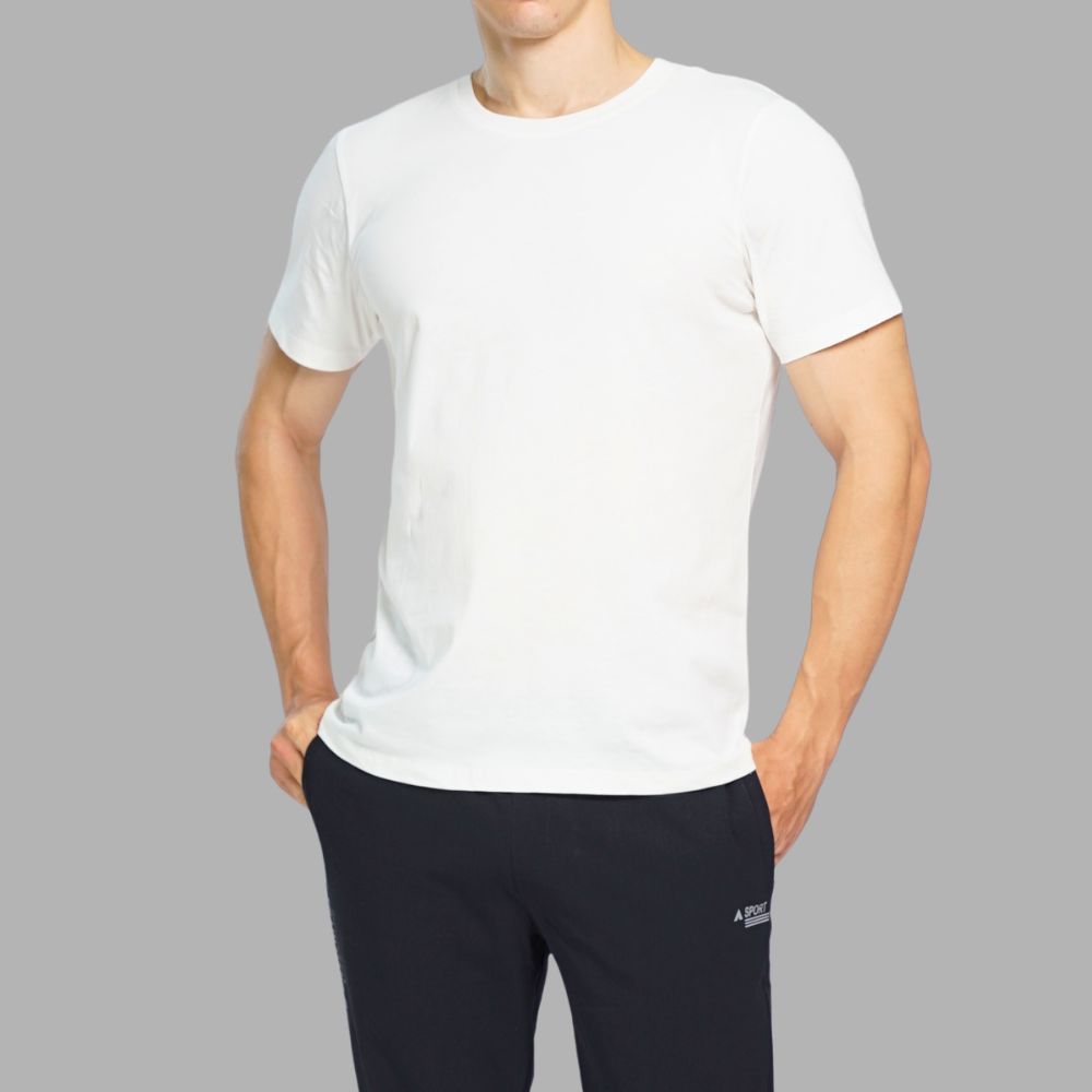ÁO THUN COTTON CỔ TRÒN MÀU TRẮNG NOVELTY NATMMWMCTR230887N