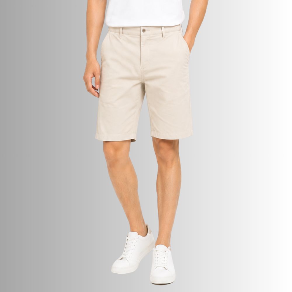 QUẦN SHORT DỆT LINEN NAM NOVELTY 0PLY REGULAR FIT TRƠN MÀU BE NQSLMTMCSR2609640