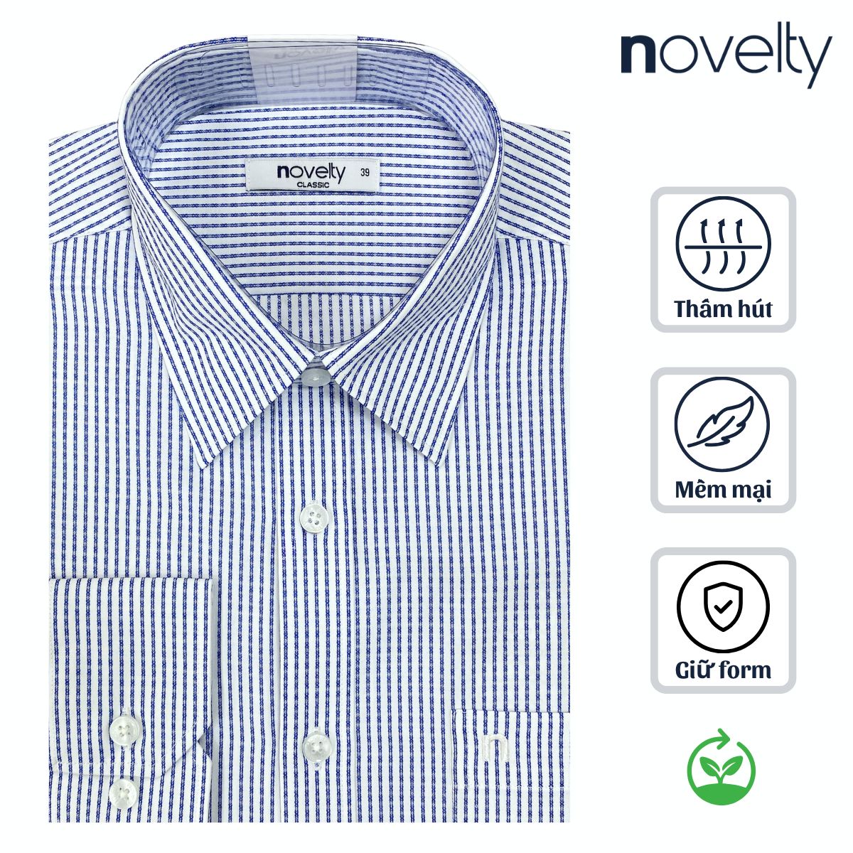 ÁO SƠ MI NAM DÀI TAY NOVELTY CLASSIC RECYCLED T/C CARO TRẮNG NSMMCNMRCC260847D