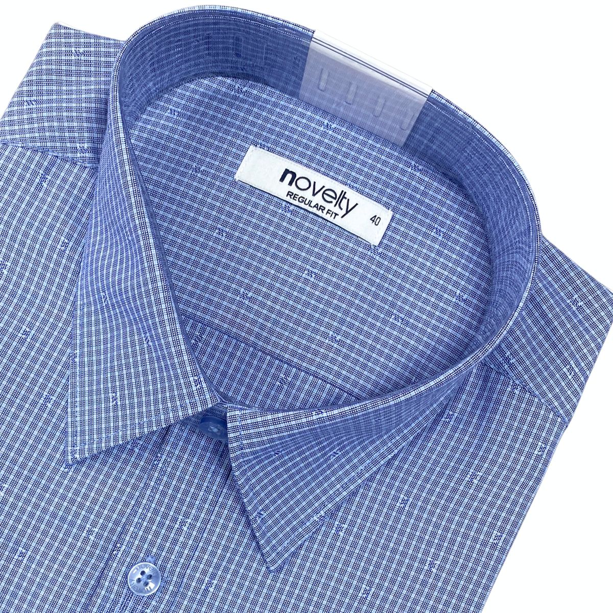 ÁO SƠ MI NAM NGẮN TAY NOVELTY REGULAR FIT RECYCLED T/C SỌC XANH NSMMSNMRCR260855N