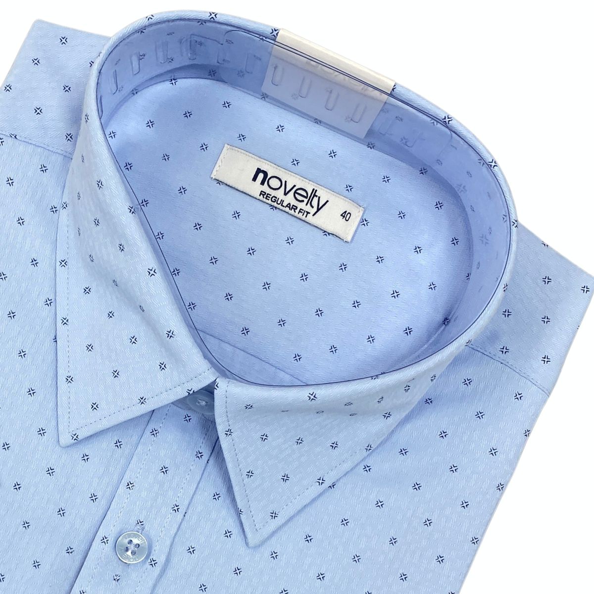 ÁO SƠ MI NAM NGẮN TAY NOVELTY REGULAR FIT RECYCLED T/C HOA VĂN XANH NSMMINMRCR260881N