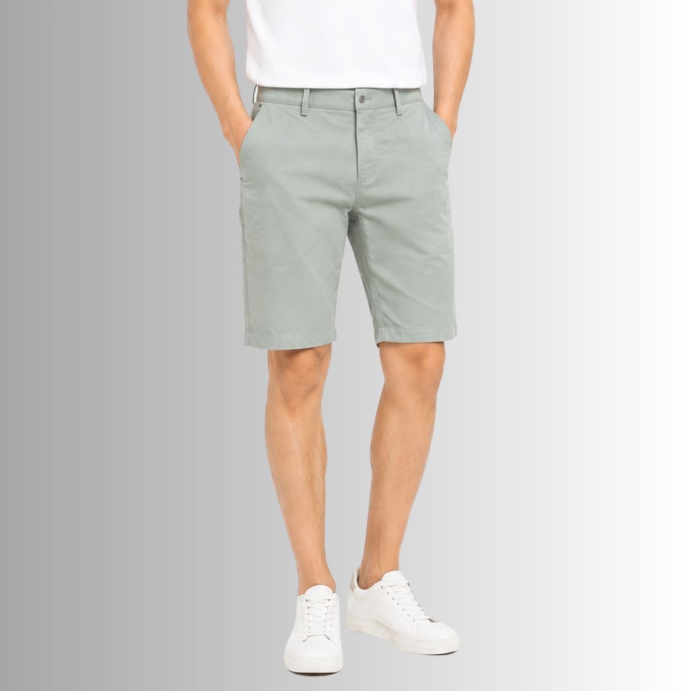 QUẦN SHORT DỆT LINEN NAM NOVELTY 0PLY REGULAR FIT TRƠN MÀU XANH NQSLMTMCSR2609660