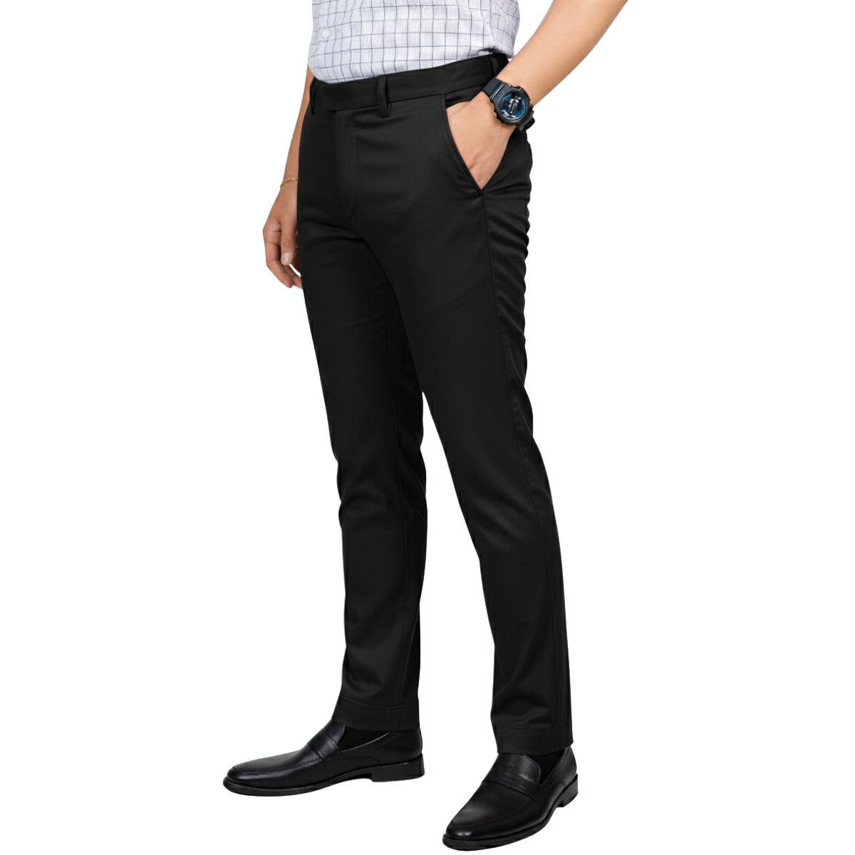 QUẦN DÀI KHAKI NAM 0PLY NOVELTY REGULAR FIT TRƠN MÀU ĐEN NQKMMDMCSR2507080