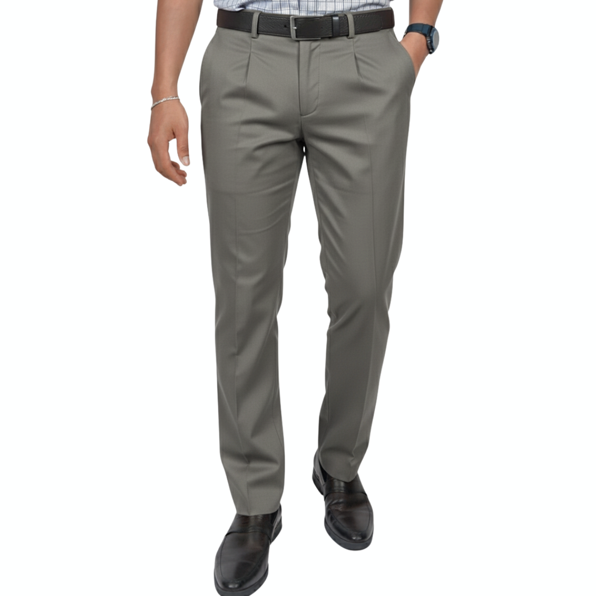 QUẦN DÀI KHAKI NAM 1PLY NOVELTY CLASSIC TRƠN MÀU XÁM NQKMMDMCSC2507141