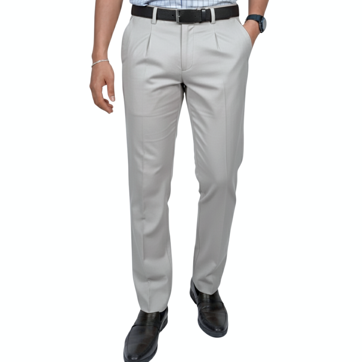 Quần dài khaki nam 1Ply Novelty Classic màu xám nhạt NQKMMNMCSC2502101