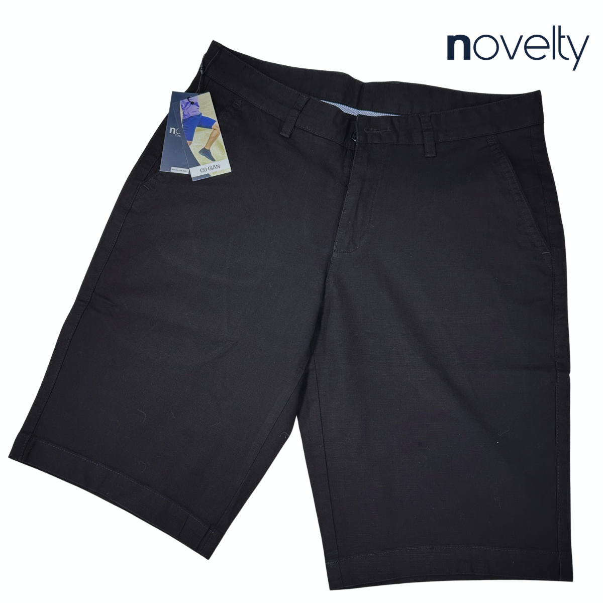 Quần short linen nam Novelty 0Ply Regular fit đen NQSLMDMCSR2502510