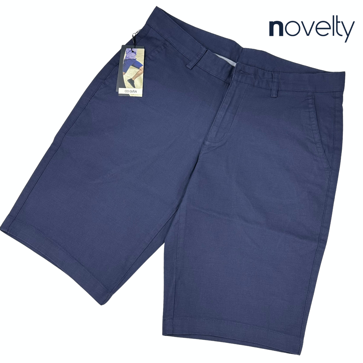 Quần short linen nam Novelty 0Ply Regular fit xanh đen NQSLMDMCSR2502520