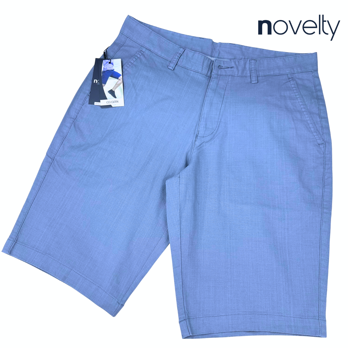 Quần short linen nam Novelty 0Ply Regular fit xanh nhạt NQSLMTMCSR2502540