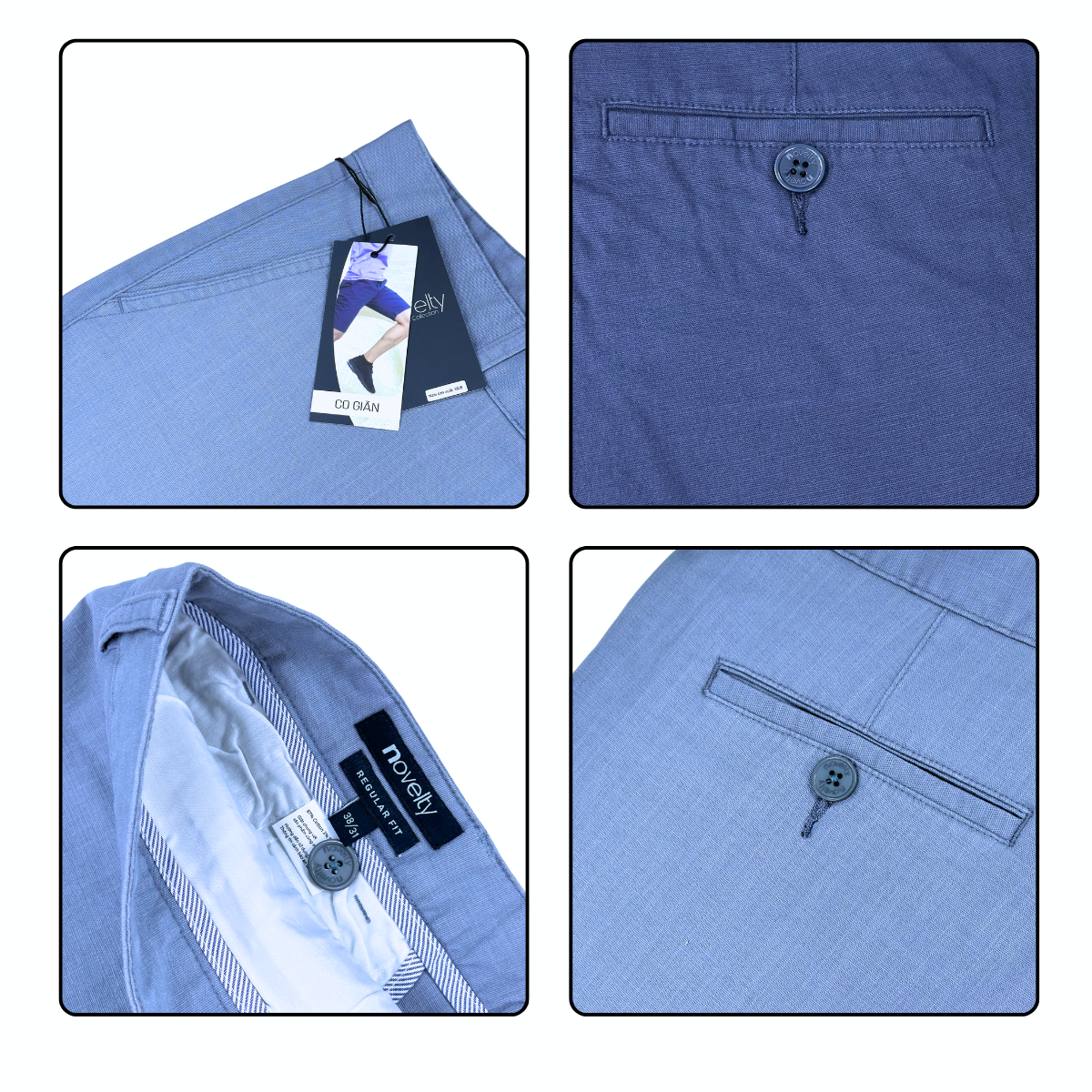 Quần short linen nam Novelty 0Ply Regular fit xanh nhạt NQSLMTMCSR2502540