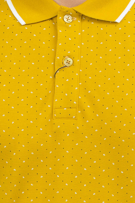 Áo Polo nam Novelty màu vàng in họa tiết 180045N