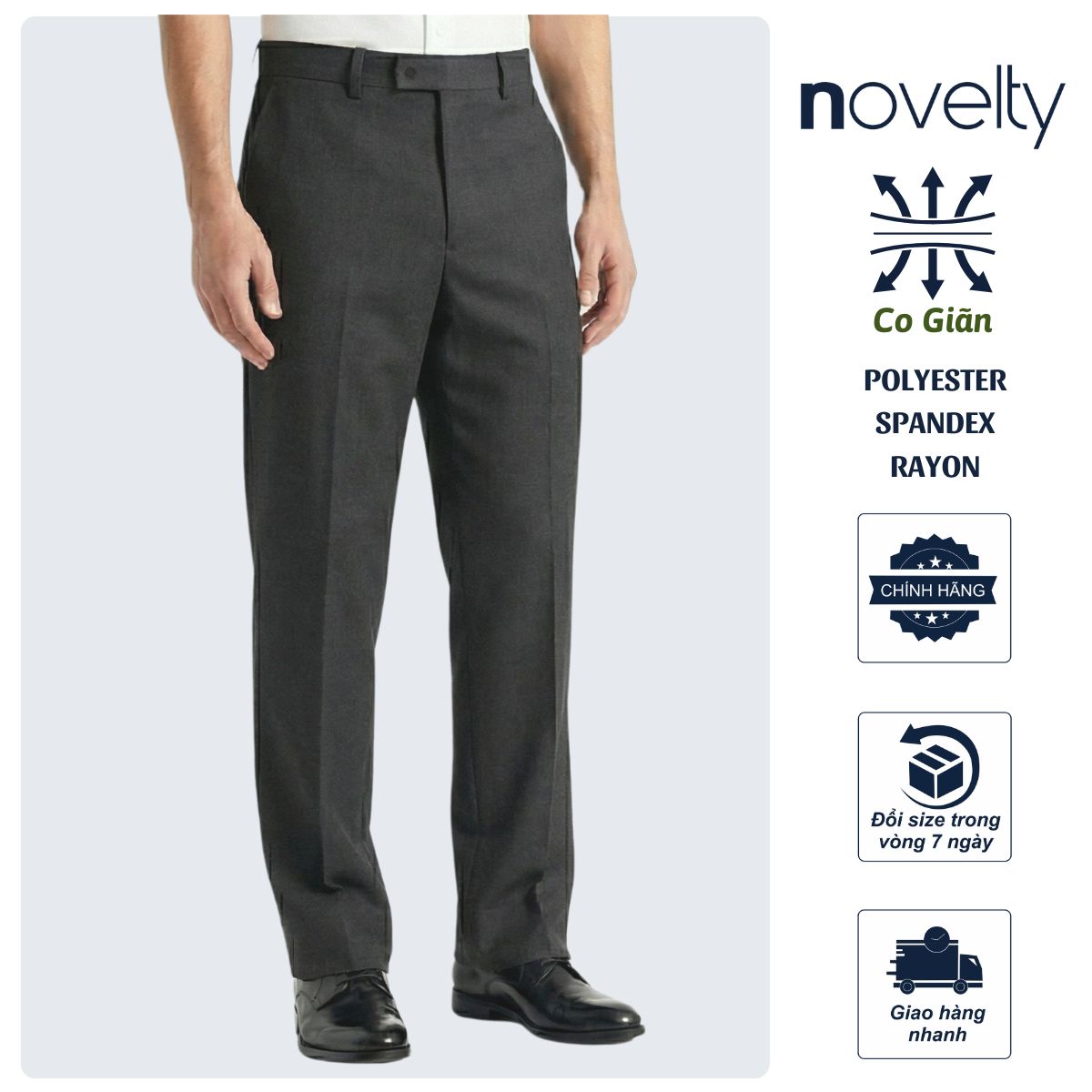 QUẦN TÂY NAM NOVELTY CLASSIC 0 PLY XÁM ĐẬM NQTMMDMT3C2504480