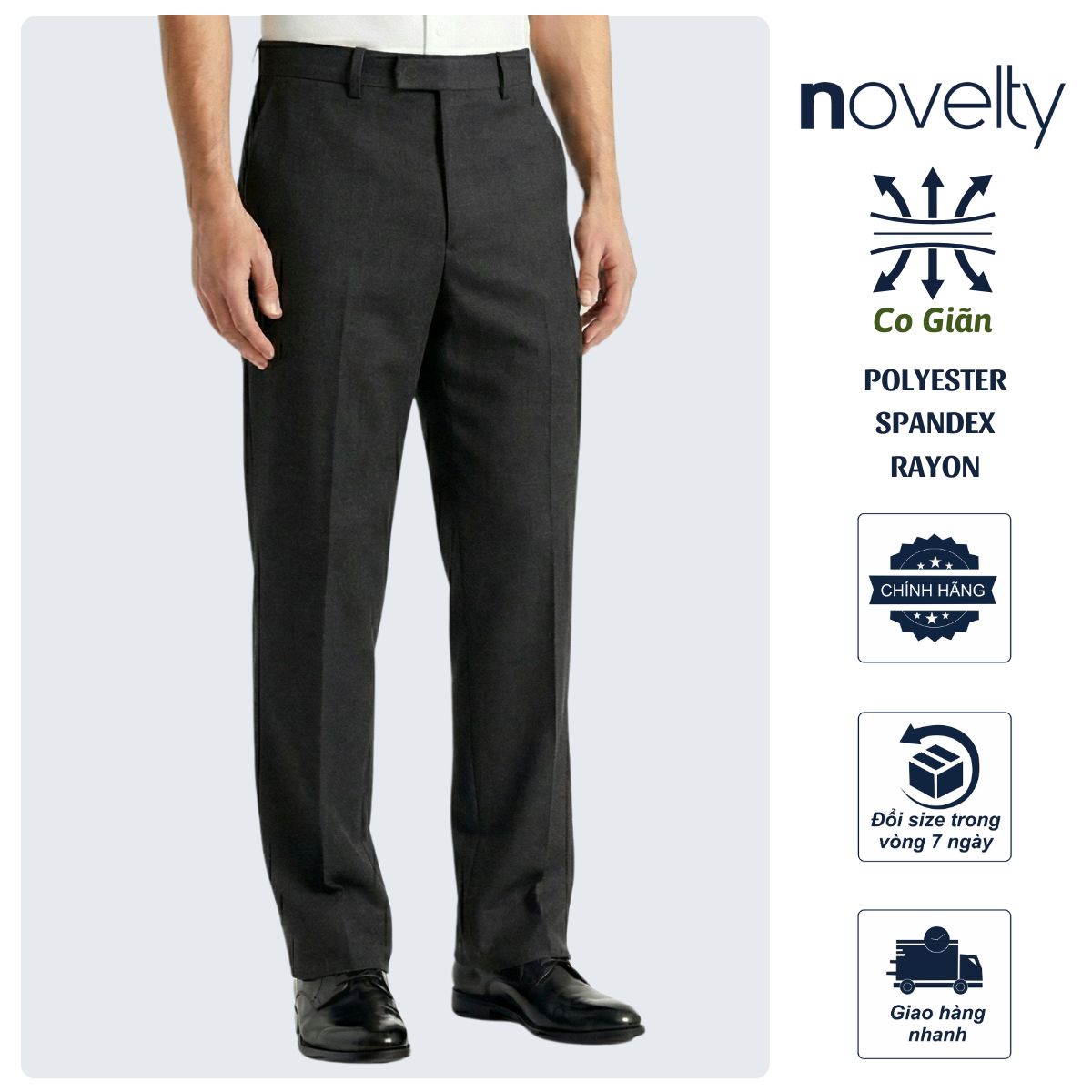 QUẦN TÂY NAM NOVELTY CLASSIC 0 PLY XÁM ĐEN NQTMMDMT3C2504490