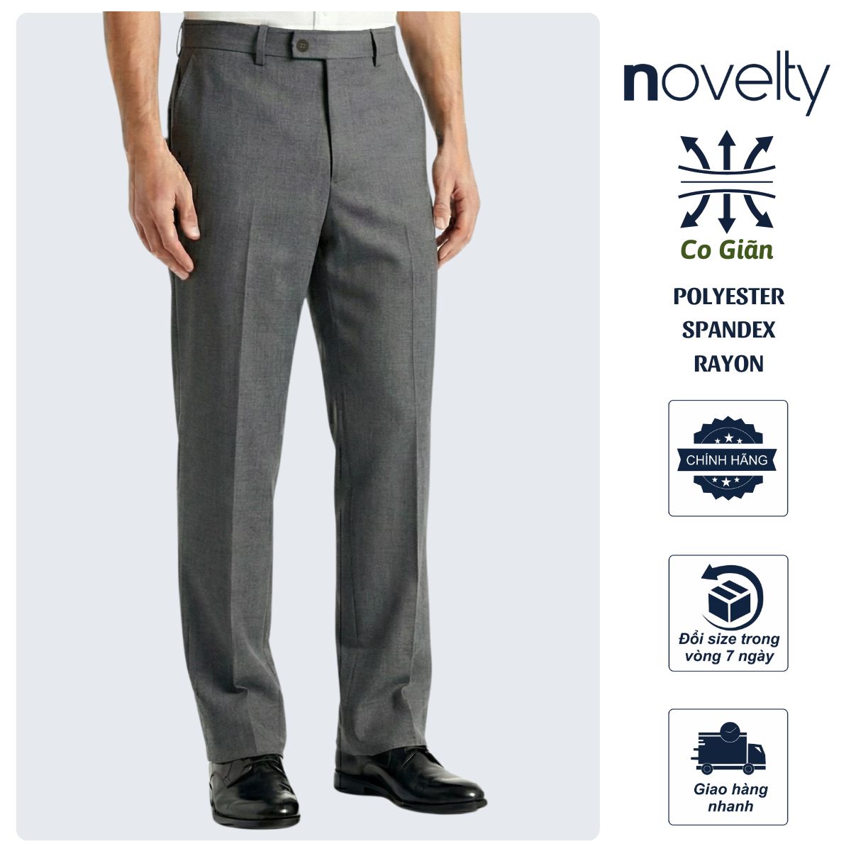 QUẦN TÂY NAM NOVELTY CLASSIC 0 PLY XÁM NQTMMDMT3C2504470