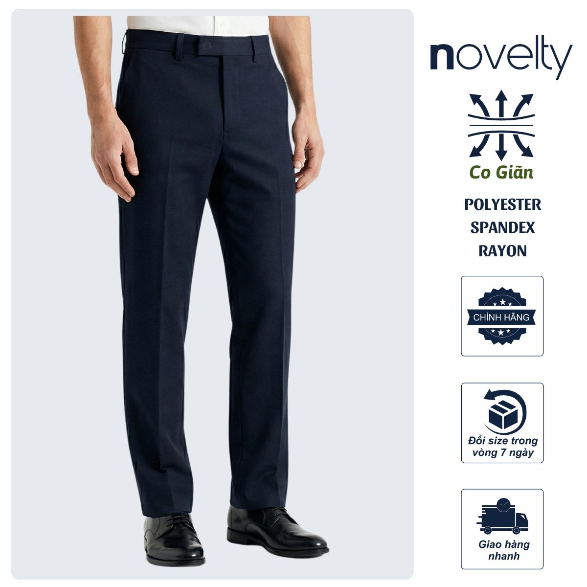 QUẦN TÂY NAM NOVELTY CLASSIC 0 PLY XANH ĐEN NQTMMDMT3C2504500