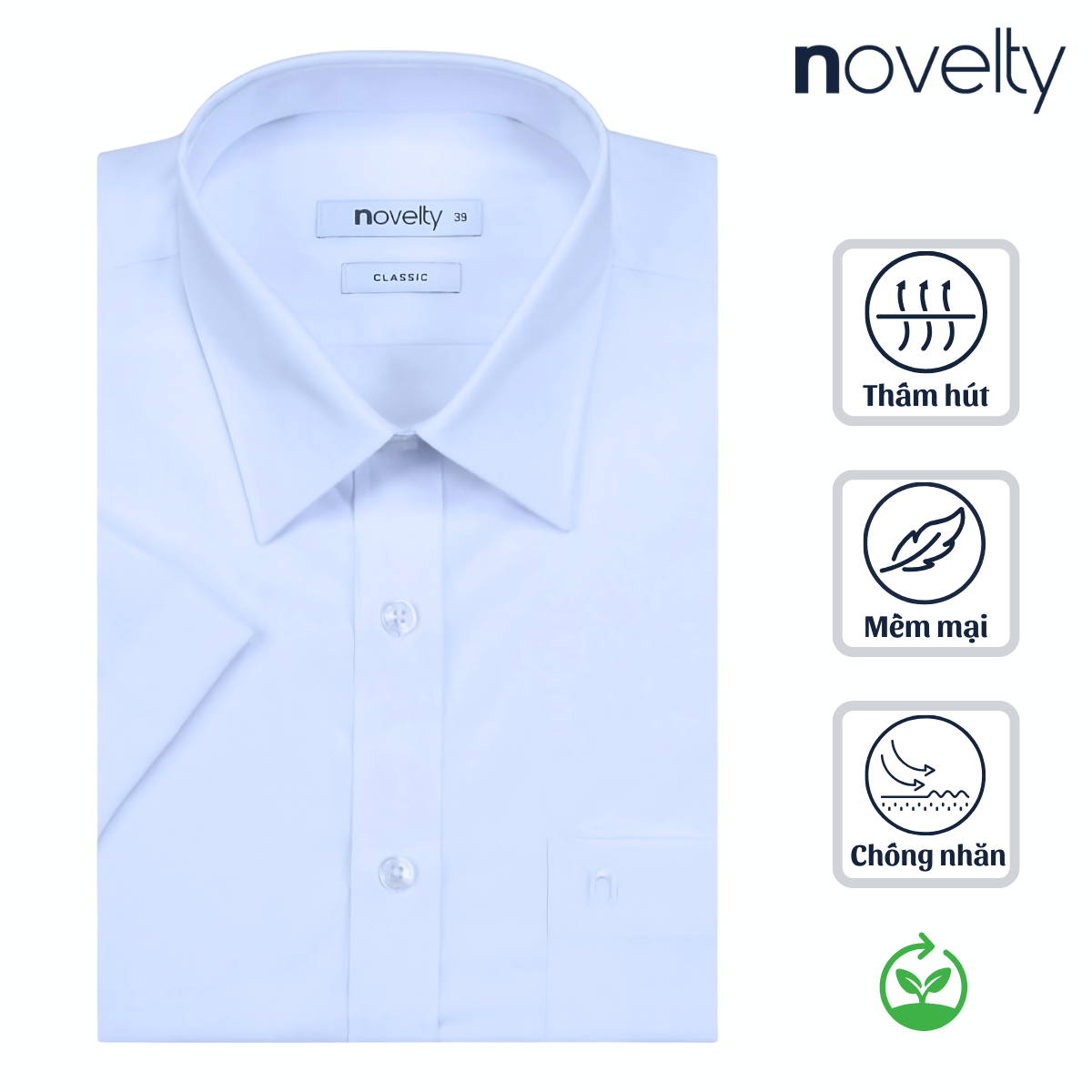 ÁO SƠ MI TRẮNG NGẮN TAY NOVELTY CLASSIC MODAL NSMMMWMT3C250410N