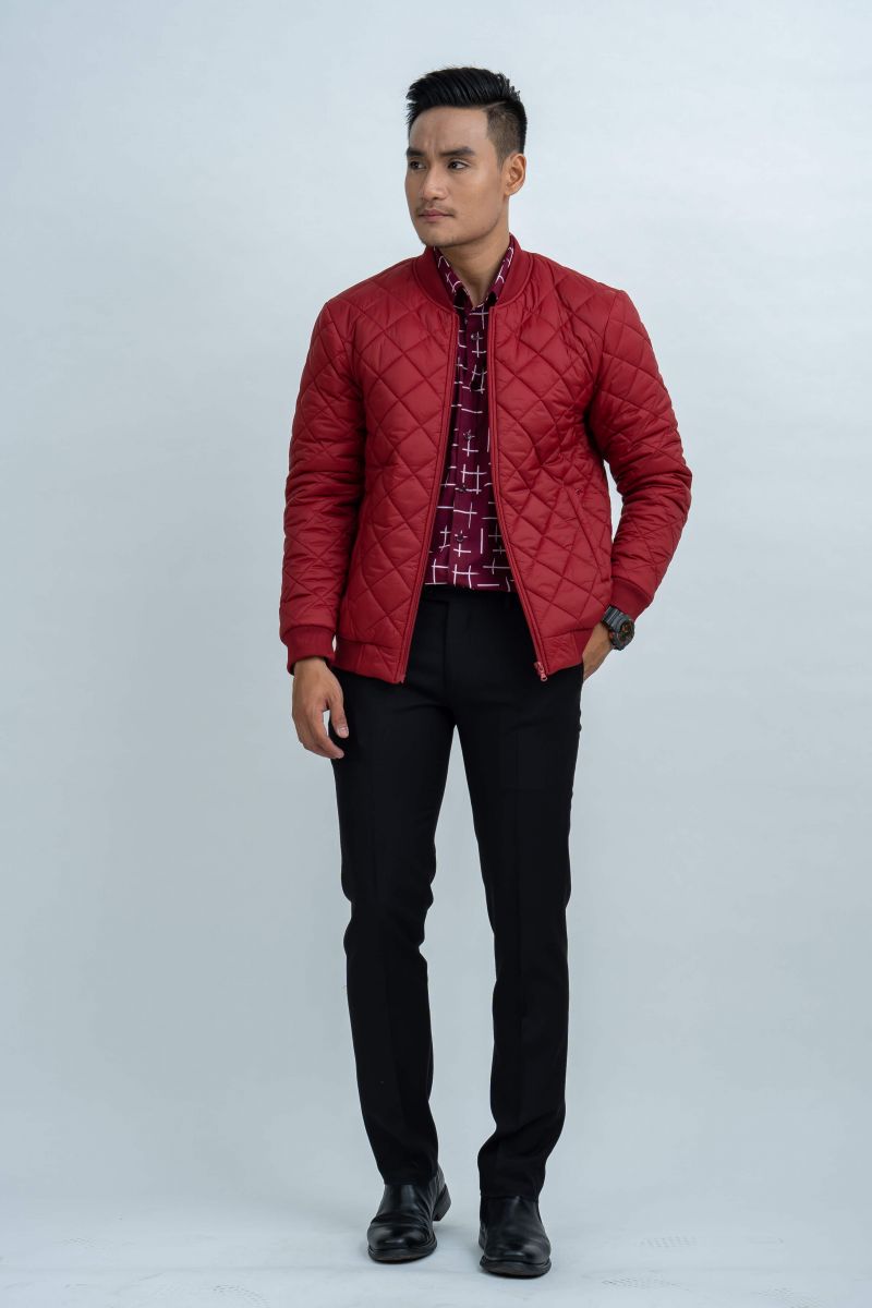 Áo jacket nam Novelty 03 lớp màu đỏ đô 1806253