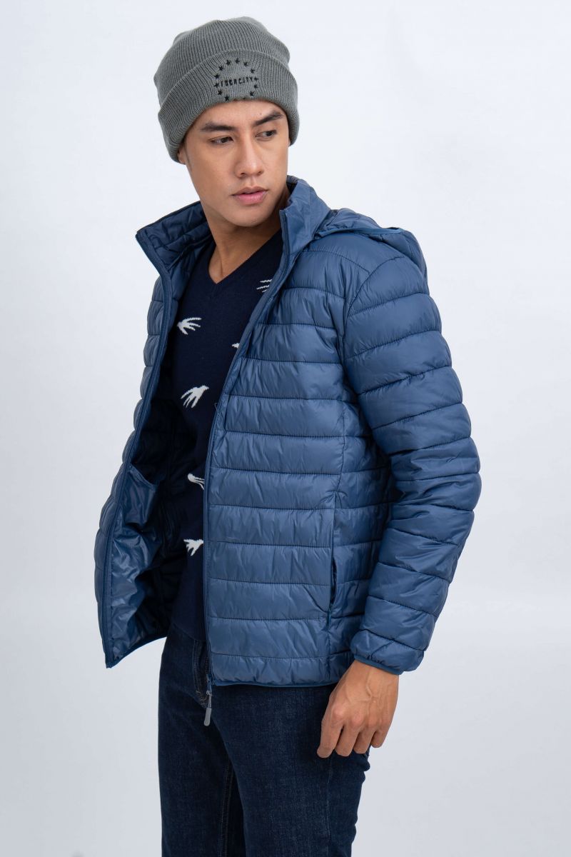 Áo Jacket nam Novelty 03 lớp lông vũ nhân tạo màu xanh đen 1805244
