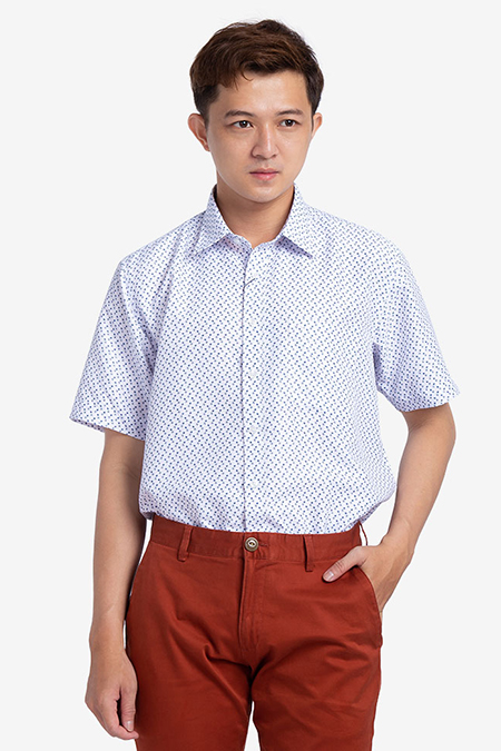 Áo sơ mi nam Novelty ngắn tay họa tiết nhỏ NSMMINMSPB190013N