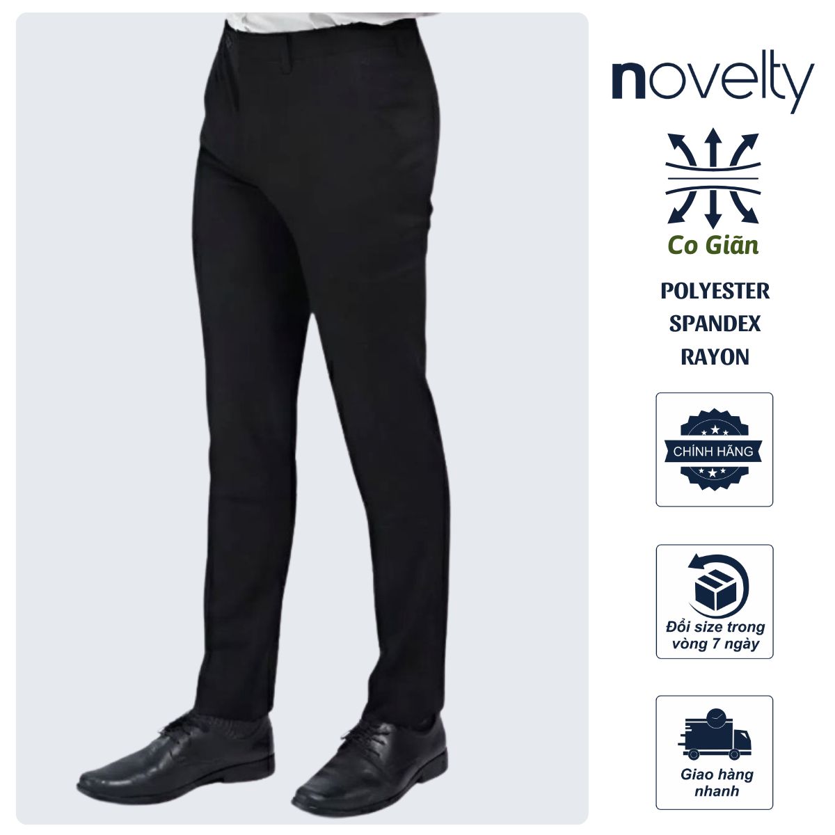 QUẦN TÂY NAM NOVELTY SLIM FIT 0 PLY ĐEN NQTMMDMT3F2504460