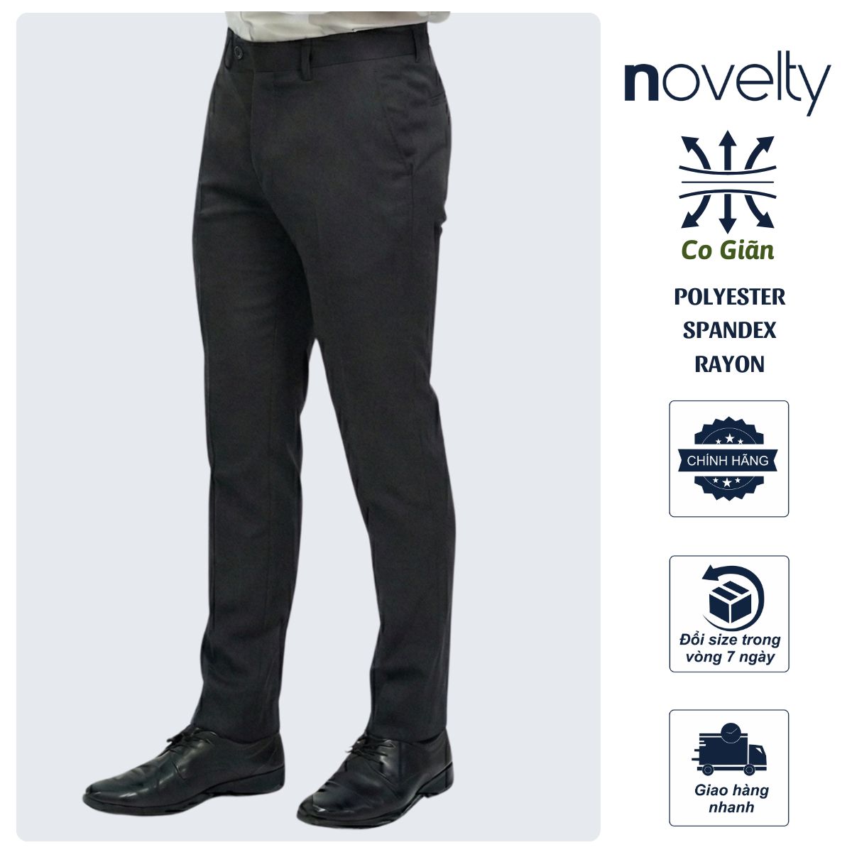 QUẦN TÂY NAM NOVELTY SLIM FIT 0 PLY XÁM ĐEN NQTMMDMT3F2504440