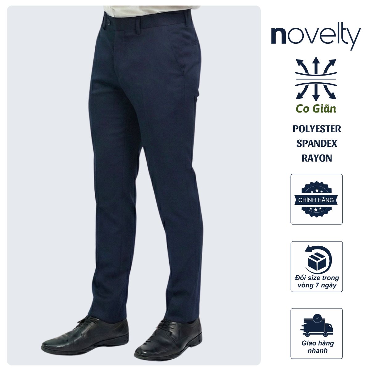 QUẦN TÂY NAM NOVELTY SLIM FIT 0 PLY XANH ĐEN NQTMMDMT3F2504450