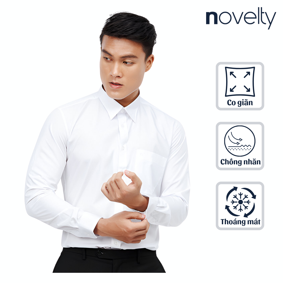 ÁO SƠ MI TRẮNG DÀI TAY NOVELTY REGULAR FIT SPUN NSMMMWMT2R250520D