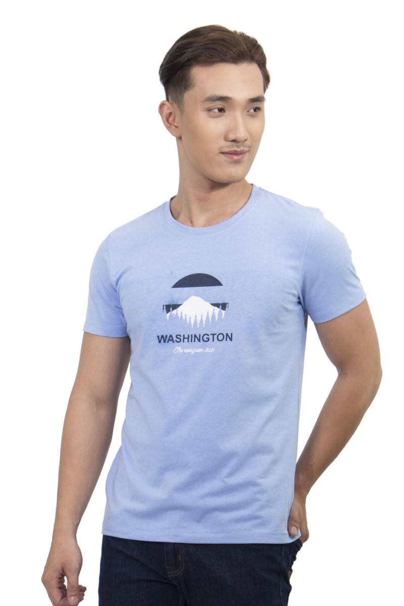 Combo Couple Áo T-shirt cổ tròn nam - nữ màu xanh da trời 200002N - 200065N