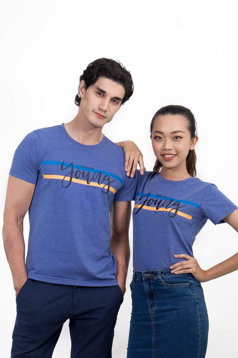 Combo Couple Áo T-shirt cổ tròn nam - nữ màu xanh bích 200001N - 200064N