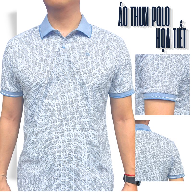 ÁO POLO NAM NOVELTY REGULAR FIT HOA VĂN XANH NATMINMPLR250737N
