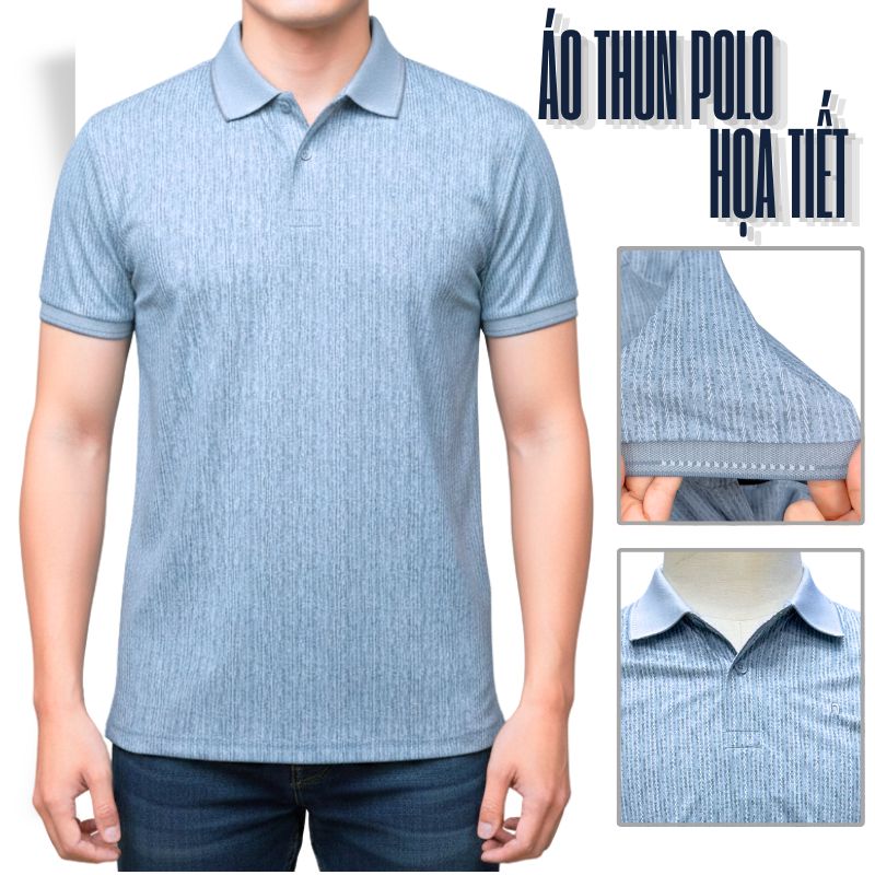 ÁO POLO NAM NOVELTY REGULAR FIT HOA VĂN XANH LAM NATMINMPLR250738N