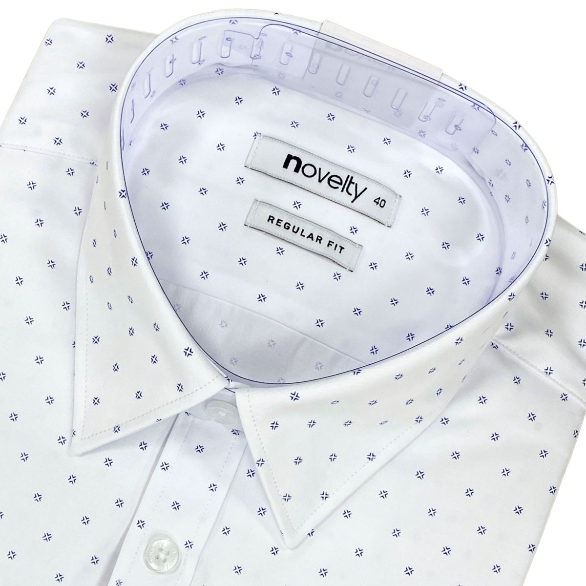 ÁO SƠ MI NAM DÀI TAY NOVELTY REGULAR FIT T/C RECYCLED HOA VĂN TRẮNG NSMMINMRCR250659D