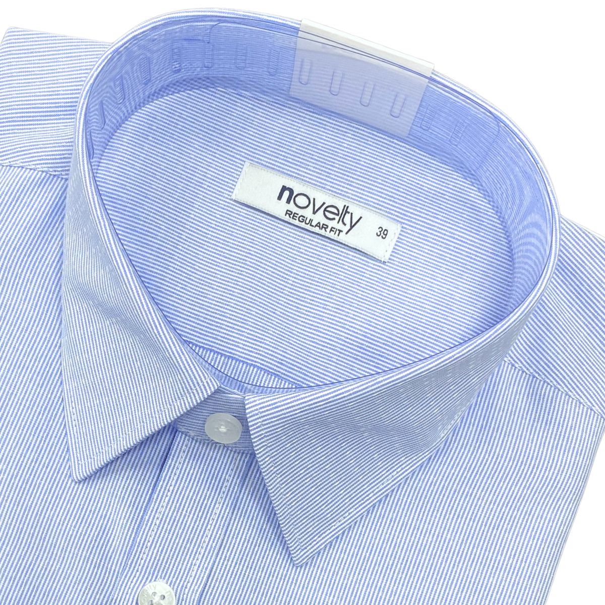 ÁO SƠ MI NAM DÀI TAY NOVELTY REGULAR FIT T/C RECYCLED SỌC NHỎ XANH NSMMSNMRCR250778D