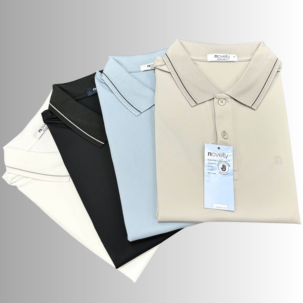 ÁO POLO NAM NOVELTY REGULAR FIT COOL FEELING TRƠN MÀU TRẮNG NATMMWMNER260887N