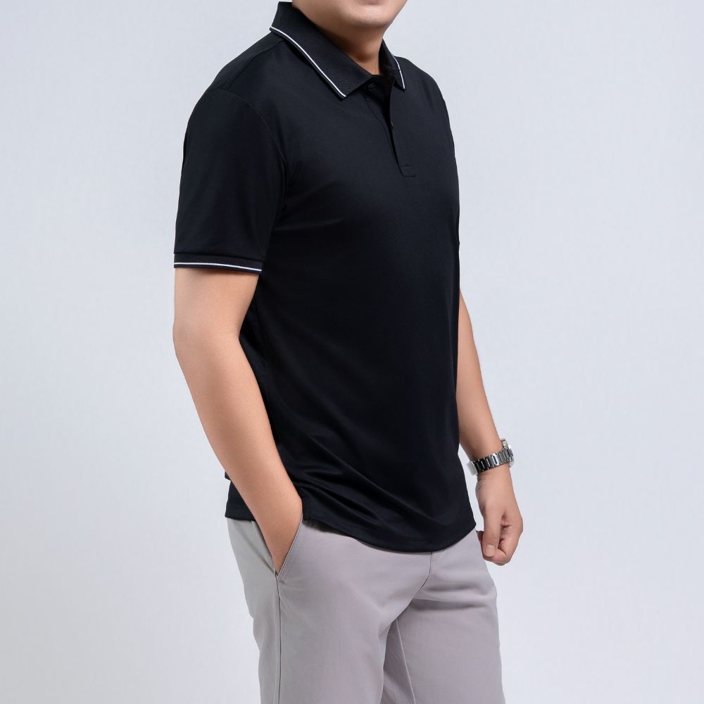 ÁO POLO NAM NOVELTY REGULAR FIT COOL FEELING TRƠN MÀU ĐEN NATMMDMNER260890N