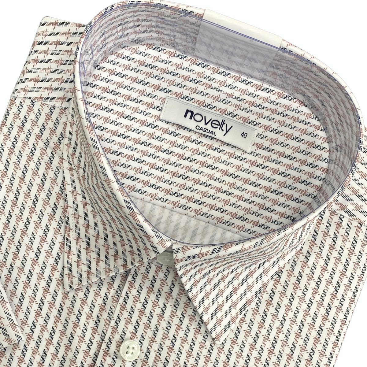 ÁO SƠ MI NAM NGẮN TAY NOVELTY CASUAL SPUN HOA VĂN NÂU NSMMINMSPB261000N