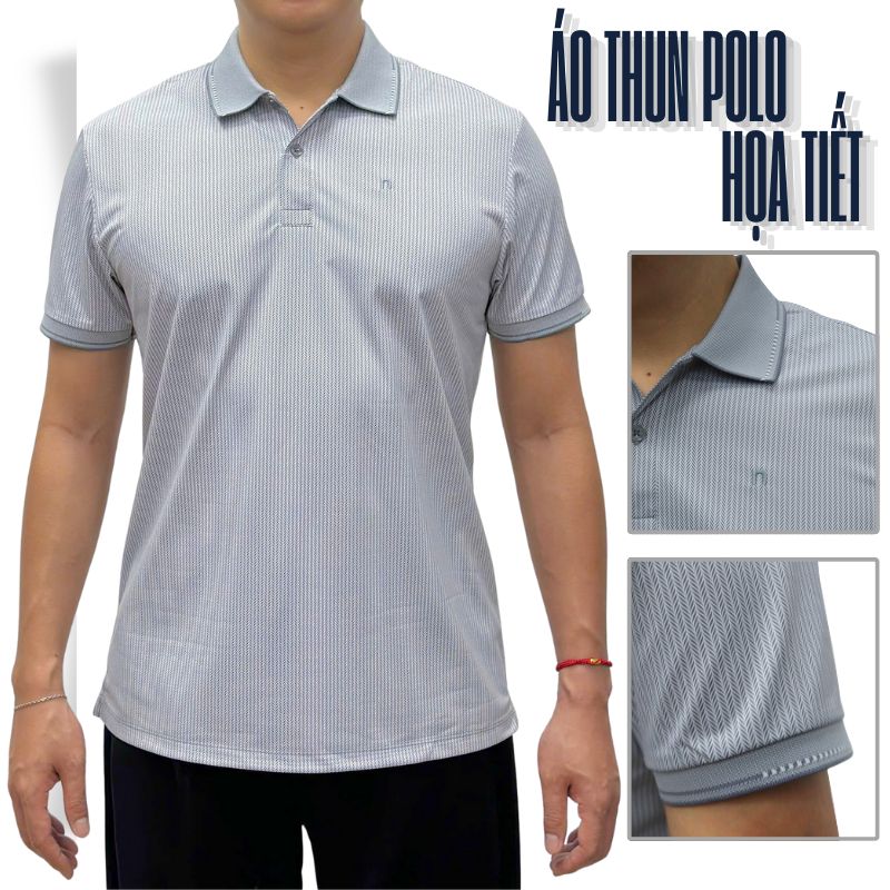ÁO POLO NAM NOVELTY REGULAR FIT HOA VĂN ĐEN NATMINMPLR250739N