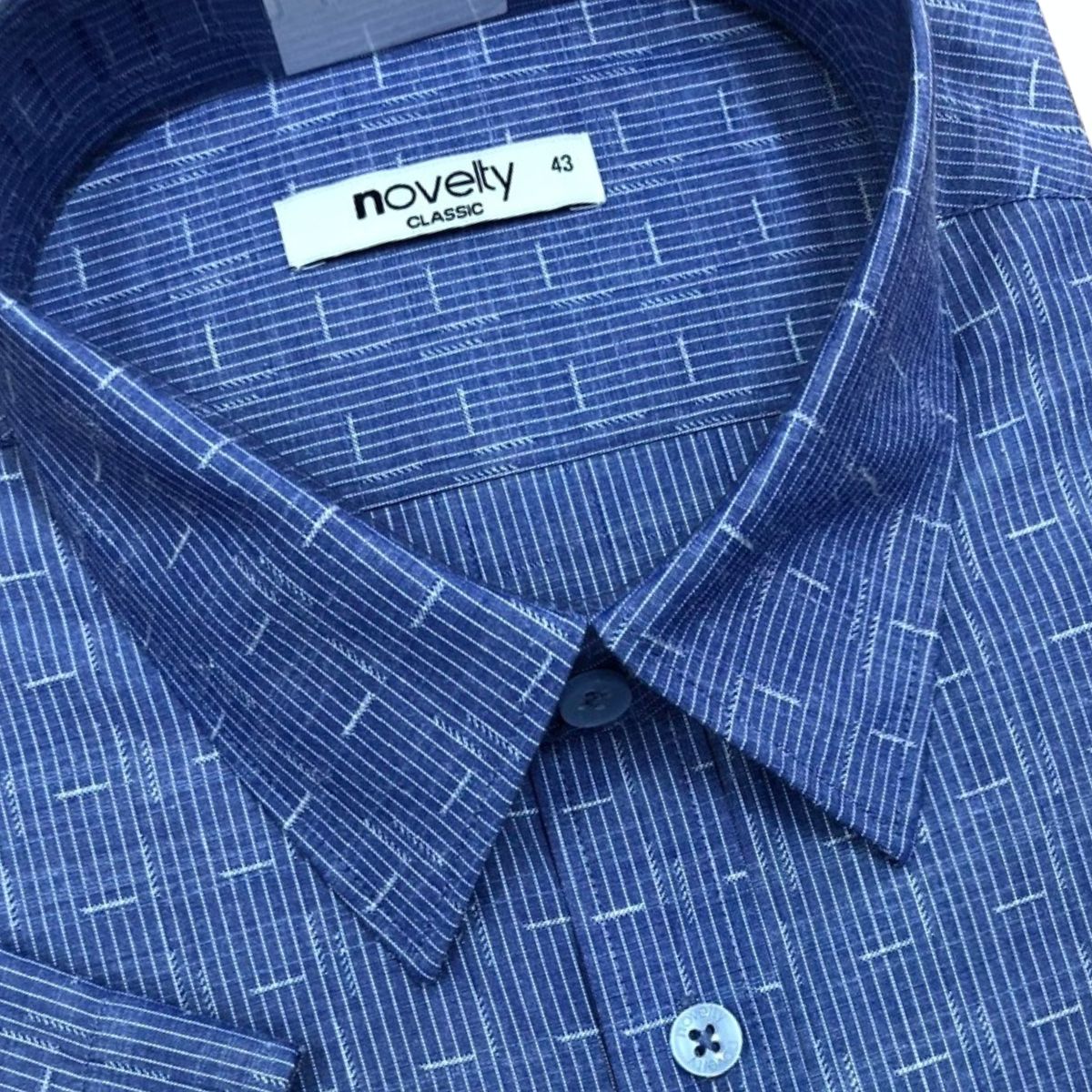 ÁO SƠ MI NAM NGẮN TAY NOVELTY CLASSIC RECYCLED T/C HOA VĂN XANH NSMMINMRCC260883N