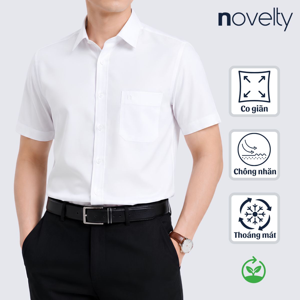 ÁO SƠ MI NAM NGẮN TAY NOVELTY REGULAR FIT SPUN MODAL TRƠN MÀU TRẮNG CÓ VÂN NSMMMWMT2R261007N