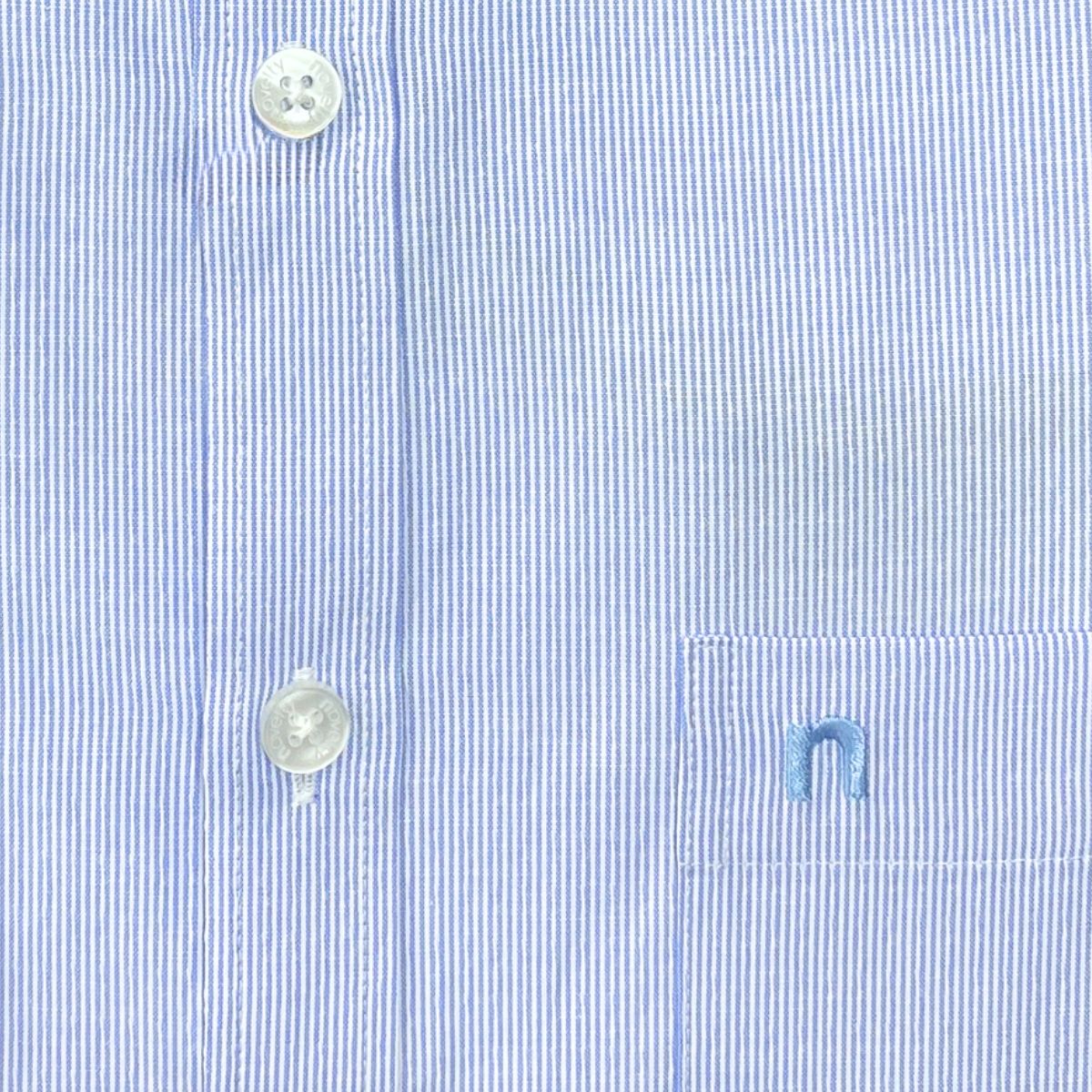 ÁO SƠ MI NAM DÀI TAY NOVELTY REGULAR FIT T/C RECYCLED SỌC NHỎ XANH NSMMSNMRCR250778D