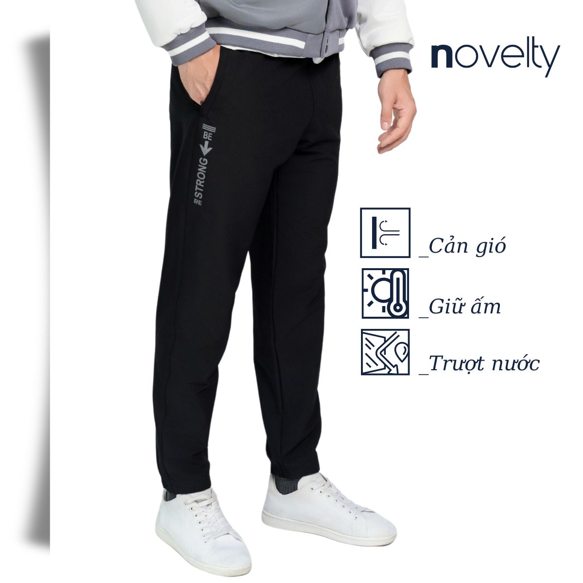 QUẦN THỂ THAO NAM NOVELTY REGULAR FIT MÀU ĐEN NQTMMDMPSR250582D