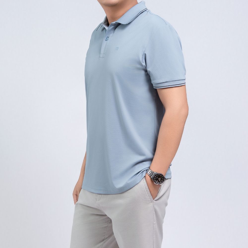 ÁO POLO NAM NOVELTY REGULAR FIT COOL FEELING TRƠN MÀU XANH NHẠT NATMMTMNER260893N